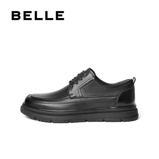 Belle textured business shoes for men 2025 spring new cowhide comfortable lace-up casual leather shoes A1819AM5 black 40 (250mm)