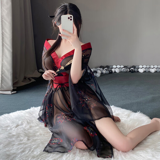 霏慕和服睡衣情趣内衣日系变态女性感刺激夫妻诱惑女仆免脱小胸大 6628日式魅影[和服+系带腰封+丁 极度露乳调情成人级为污度用品圣