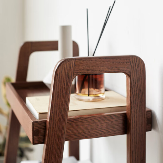 Genji Muyu solid wood sofa side cabinet living room floor-standing oak storage rack multi-layer storage rack study bookshelf 0.45m storage rack