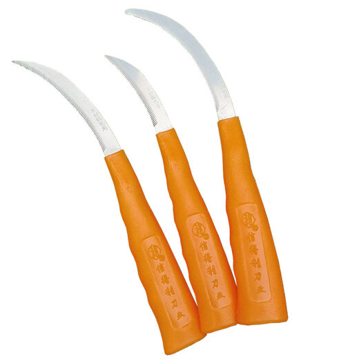 Renjuyi sickle grass cutting knife agricultural sickle cutting leek knife stainless steel serrated small sickle all steel cutting knife gold 60 and above 8cm