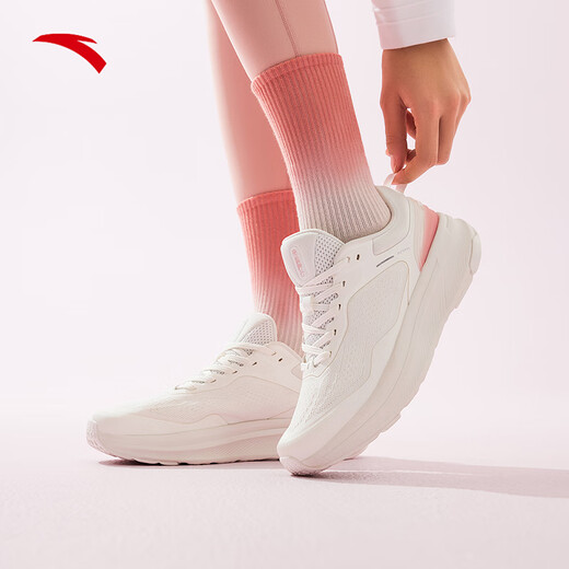 ANTA Shenxing 9丨Women's Shoes Training Shoes 2025 Breathable and Comfortable Sports Shoes Women's Shock Absorbing Anti-Slip Jogging Shoes 122447718 Papery White/Lilac Pink-1 36
