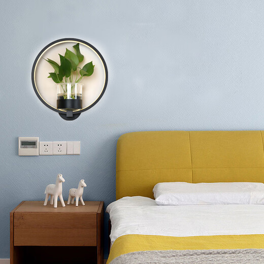 Miaopule modern minimalist Nordic creative living room restaurant stair aisle lamp study bedroom bedside lamp hydroponic plant wall lamp square white LED warm light