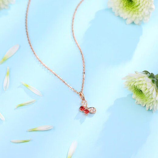 Fantimo butterfly 18k rose gold diamond necklace for women, set of ruby ​​light luxury designer model, butterfly necklace for women, ruby ​​