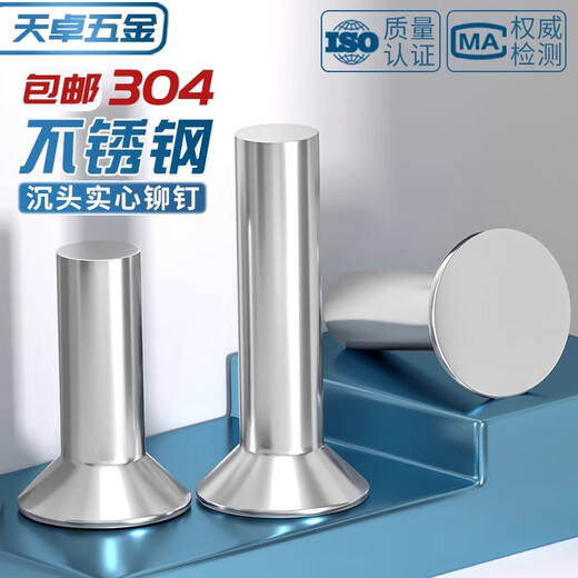 Tianzhuo Hardware GB869 304 stainless steel countersunk head solid rivet flat head flat cone head knock-type M2M2.5M3M4M5M6M8 M8*30-5 pcs