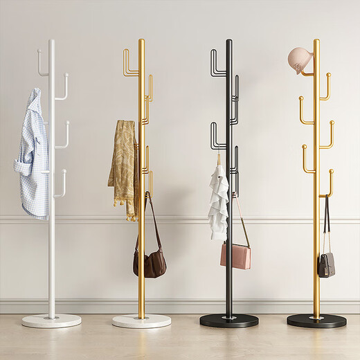 Getiancai Metal Coat Rack Floor-standing Clothes Rack Foyer Vertical Room Storage Rack Bedroom Simple Creative Bag Rack Black Right Angle Style