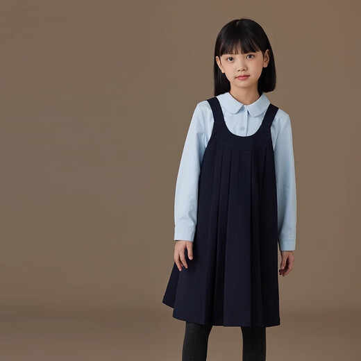 Hacikis children's clothing spring and autumn children's long-sleeved shirt blue skin-friendly cotton doll collar shirt girls' tops parent-child style blue 130cm