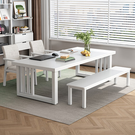 Kezhitu Massivholz großer Schreibtisch Weißer Creme-Stil Computer DESUTOHE LANGE BRAUBE WORKBANCH Home Langer Tisch Mehrfacher Studientisch CR9901# Walnuss Farbe Single Tisch [Desktop Holz dicke Nr. 140x80x75cm