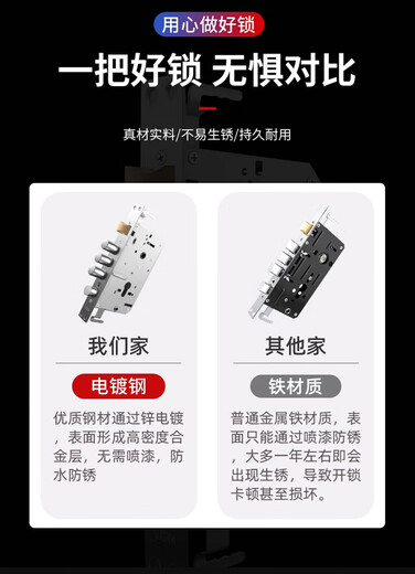 Huili anti-theft door lock set stainless steel handle lock body universal household lock wooden door lock door lock mechanical door lock single live square tongue-lock body complete set self-installation 45-55mm universal type with key