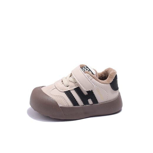 G.duck little yellow duck little yellow duck cotton shoes for boys and girls winter new velvet warm toddler shoes 1-3 years old functional shoes baby shoes beige 22 inner length 14.2cm (suitable for feet 13cm long)