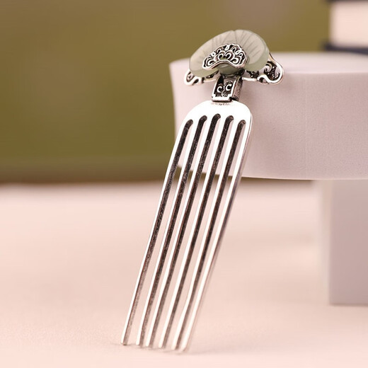 Jiangnan first saw Hanfu straight version hair comb silver-plated retro comb ethnic style ancient costume cheongsam hair accessories for women to give to their wives and girlfriends as holiday gifts