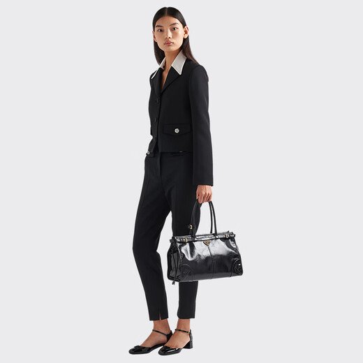 PRADA/Prada Gift Women's Prada Bonnie Large Calf Leather Hand Shoulder Bag Black