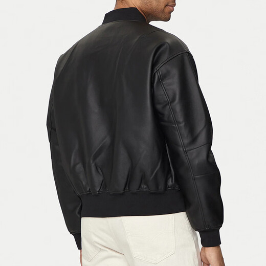 Calvin Klein Jeans CK Kevin Klein Men's Fashion Casual Loose Leather Jacket J30J325601 Black BEH XL