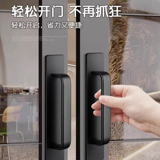 达居匠门把手免打孔明装推拉门木门铝合金把手玻璃浴室门拉手手柄 哑银