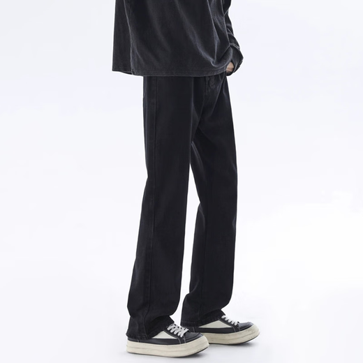Homlean High Street Jeans Летние мужчины слегка расклешенные модные и универсальные сплошные цвета Простые повседневные длинные брюки HA02 White XL