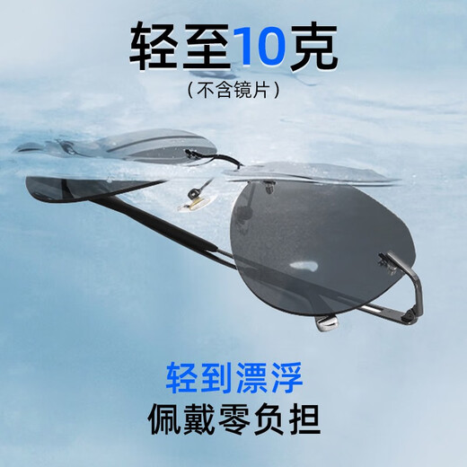 CAPONI pure titanium rimless sunglasses color-changing polarized sunglasses for men, day and night, special driving glasses for drivers with night vision