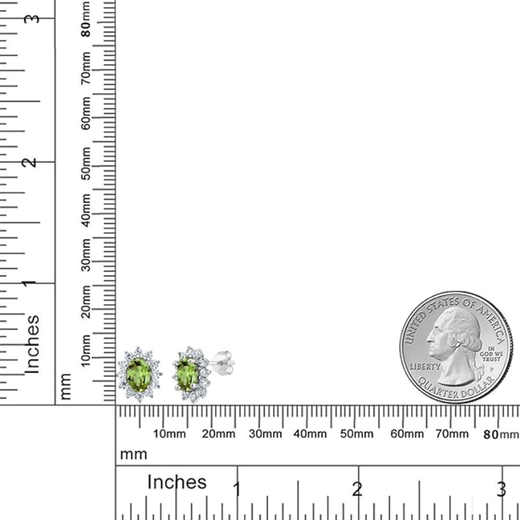 GEM STONE KING Green Peridot Earrings 925 Silver Female Princess Diana Style Colored Gemstone Earrings as a Chinese Valentine's Day Gift for Your Girlfriend Green Peridot