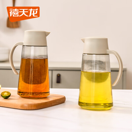 Xitianlong oil pot oil control glass spray pot automatic opening and closing leak-proof oil bottle oil brush with bottle silicone brush oil bottle automatic opening and closing oil pot 695ml large capacity