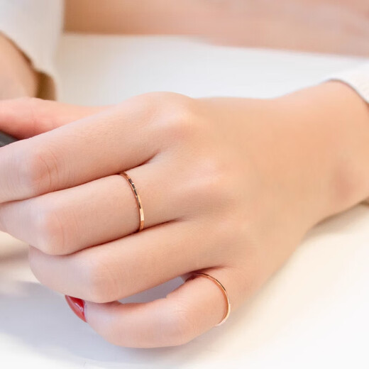 CEENIU Fat Donglai's same style 18k gold ring ring sparkling girly rose gold color gold simple glossy car flower element 18K rose gold women's size 6