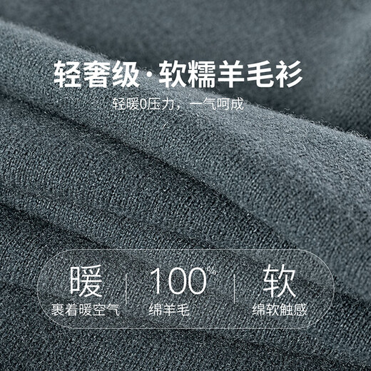 Shanshan 100% sheep wool cardigan men's autumn and winter business casual embroidered warm pullover half turtleneck bottoming shirt