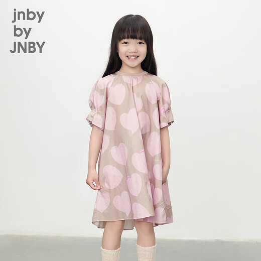 Jnby by JNBY Jiangnan Buyi Kinderbekleidung Baumwolle bedrucktes Kurzarmkleid lässig und bequem Sommer Mädchen und Kinder 1O4G13940 690/Sonstiges Puder 100 cm