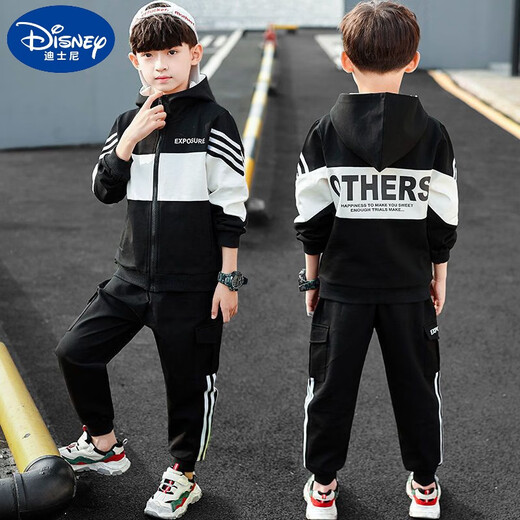 
Disney (Disney) Children's Clothing Boys Sweatshirt Set Autumn Clothing 2024 Spring and Autumn Sports Boy Korean Style Medium-Grand Child Fashion Trendy Two-Piece Set Blue [Top + Pants] Size 170 size recommended height about 160 cm
