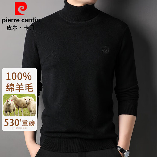 Pierre Cardin wool sweater men's 100% pure wool thickened warm turtleneck sweater winter knitted sweater inner layer sweater base layer