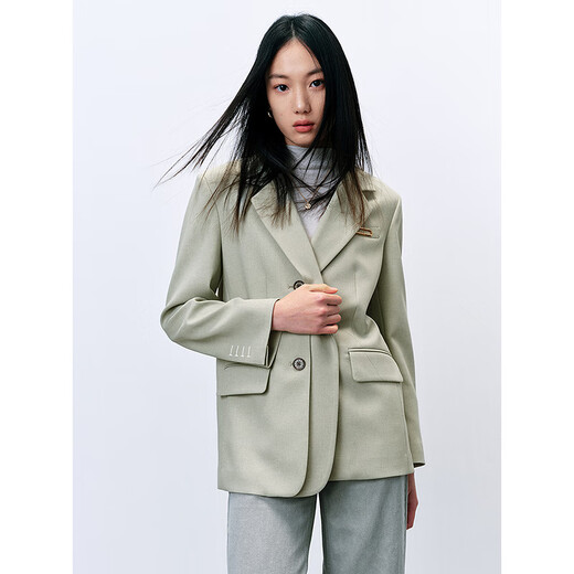 PEACEBIRD Women's Spring 2024 Double-Breasted Suit A1BAE1202 Gray Green S