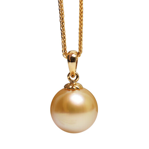 DRJEFUN South Sea gold bead pendant natural freshwater pearl 18K gold thick gold version pendant extremely bright untoned natural gold South 14.5-15mm