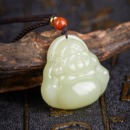 Colorful Yunnan Hotan Jade Buddha Pendant Yellow Mouth Material Jade Buddha Jade Pendant Buddha Maitreya Buddha Necklace for Male and Female Valentine's Day Birthday Gift