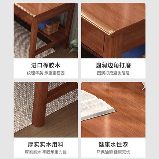 Fengyeqingqing is in stock quickly. Nordic solid wood double desk home computer desk writing desk desk study table solid wood desk + B armchair * 2 (walnut color) 180cm * 60cm * 80cm double drawers
