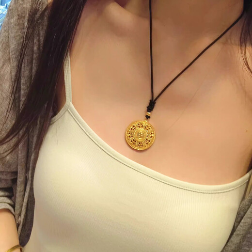 Canxian Hong Kong Eight Treasures Compass gold-wrapped silver pendant with the word 
