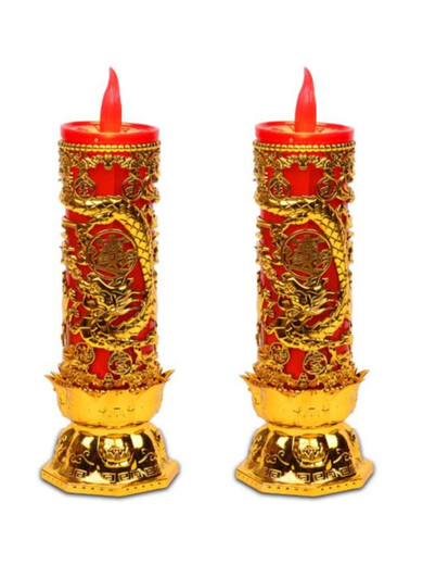Yaxiang Fifteen Grave Visiting Lamp Electronic Lamp 15 Electronic Wax Wax Candle Bamboo Main Lantern Festival Flashing Model No. 11154 Lotus Lamp Pair Plug-in Model for Worshiping Ancestors
