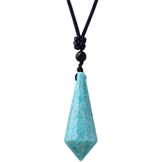 Yingyou natural amazonite rough stone pendant single-pointed 12-sided necklace holiday gift couple jewelry bag hanging keychain accessories pendant plus rope (4.5-5cm)