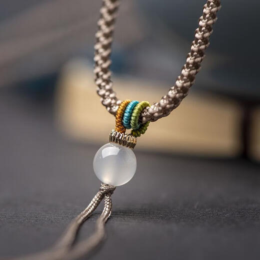 Minamiuri finely knitted pendant lanyard tied with Buddhist amulet jade pendant lanyard simple play string rope fine pendant rope necklace rope adjustable pineapple rope pendant rope - black