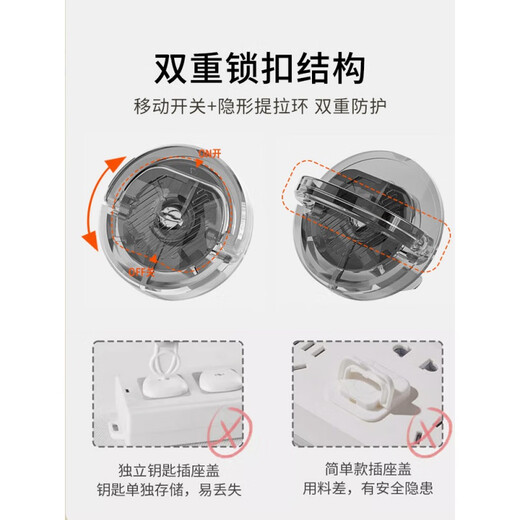 SAFTY DAD transparent socket protective cover children's anti-electric shock PC flame retardant plug safety plug socket protective cover switch jack plug black transparent 12-pack anti-electric shock socket protective cover