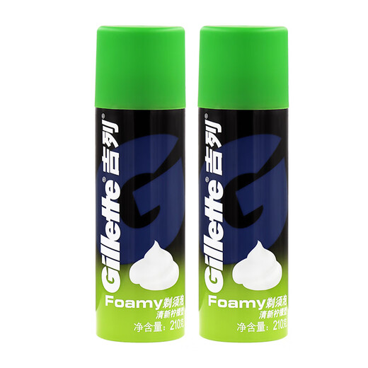 吉列（Gillette） 剃须泡沫薄荷柠檬男士顺滑剃须泡沫剃须膏刮胡软化顺滑 吉列柠檬剃须泡210克（两瓶装）