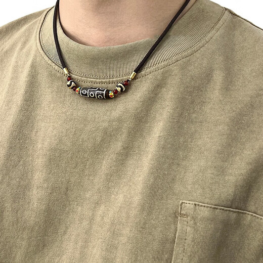 Ancient Tibetan Nine-Eyed Dzi Beads Agate Necklace for Men Couples Pendant Birthday Gift for Boyfriend and Husband Tibetan Nine-Eyed Dzi Beads Necklace Red Agate Style