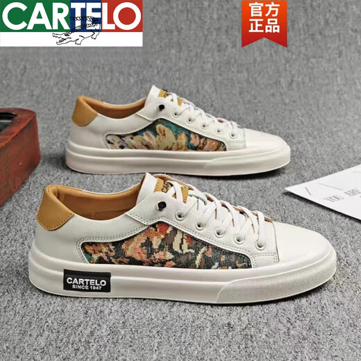 
CARTELO 2024 autumn and winter new leather casual sports shoes versatile soft sole casual plus velvet white shoes men's shoes trendy shoes 7372 black 44 270