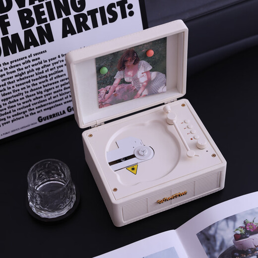 Ask Plus WHATPLUS C300 all-in-one CD player audiophile album player retro CD player record player shape Bluetooth speaker Bluetooth cd player birthday gift C300 retro white 2nd generation + genuine CD