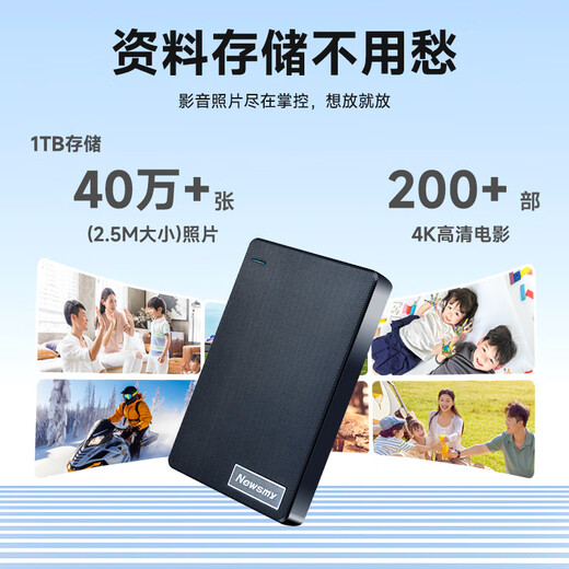 Newman (Newsmy) 1TB mobile hard drive mechanism, dual disk backup, Qingfeng Plus series, USB3.0 2.5 inches, elegant black, mass storage, mobile phone connection, plaid design