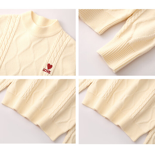 BUBBLE ORANGE parent-child knitted sweater, whole family outfit, autumn and winter mother-daughter clothing, a family of three or four, popular on the street, fashionable internet celebrity, high-end white apricot color parent-child outfit, 175-M size (recommended weight 105-120 Jin Jin is equal to about 0.5 kg)