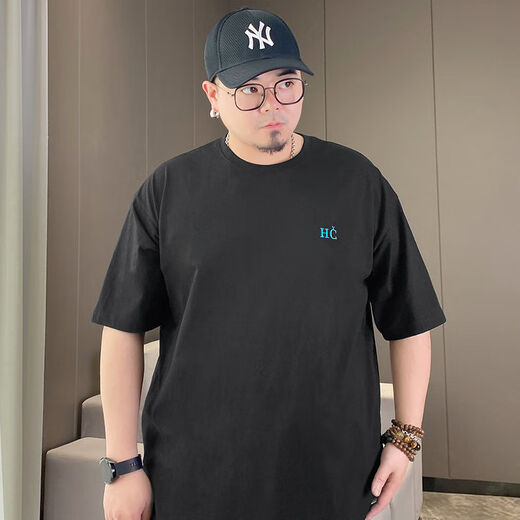 ZHIDOUDOU胖子卫衣男宽松大码不显肚子潮牌t恤士短袖夏季字母加肥加大大上 t1349白色 10XL 2xl 150斤175斤