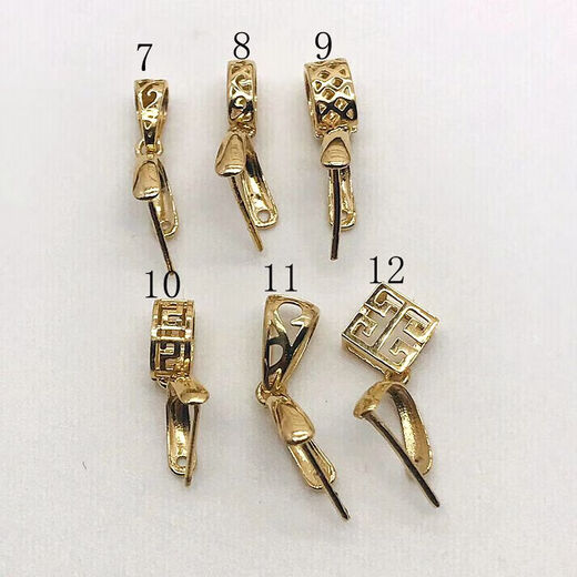 Mi Ling pure 18K gold buckle head thickened clip melon seed buckle jade jade inlaid K gold pendant buckle necklace pendant buckle No. 9 18K yellow color (light yellow) 1