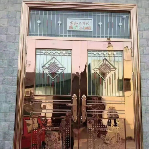 勤凯304不锈钢双开门入户门农村自建房双扇门防盗门大门进户门对开门 黑钛金 定制尺寸【每平方价格】