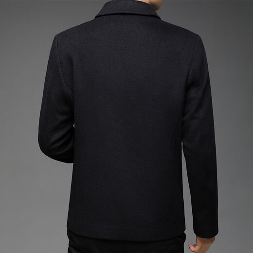 Hengyuanxiang 100% pure cashmere double-sided woolen woolen coat men's tops autumn and winter new middle-aged men's warm coat jacket for men Navy 2XL 185/54/120