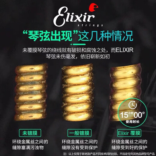 ELIX-Gitarrenstrings Ein Set von Folk Acoustic Gitarre Strings 16052 Linie Voller Saiten Elixir Elix 12052 E-Gitarren-Nickel-Legierungsschicht 10-46