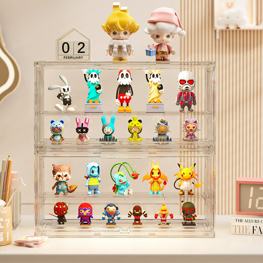 OMANTI double-layered figure storage box magnetic acrylic dust-proof Bubble Mart doll Brooke blind box storage display stand double-layer fully transparent figure display box
