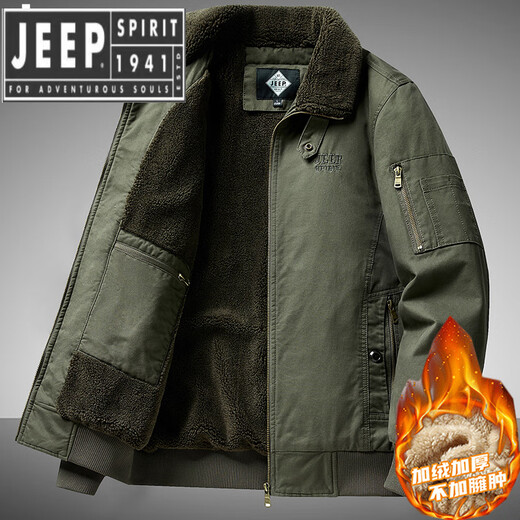 JEEP SPIRIT Jeep Spirit winter lamb velvet cold-proof jacket pilot jacket cotton coat men's coat cotton coat plus velvet thickening 2025 camel 3XL weight 165-180Jin Jin equals 0.5 kg