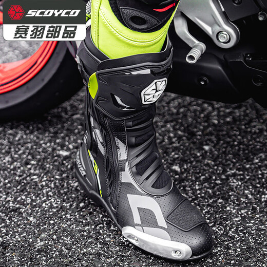 SCOYCO motorcycle riding shoes, anti-fall racing boots, wear-resistant, non-slip, breathable, protective motorcycle racing boots, men's and women's cycling shoes, MR003 Xuanwu Black 39