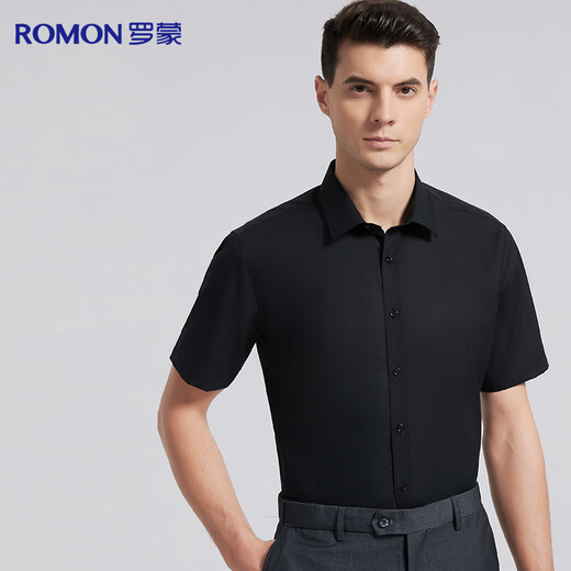 Romon machine washable ice silk cotton short-sleeved shirt men's shirt for young and middle-aged business half-sleeved dad top men's clothing